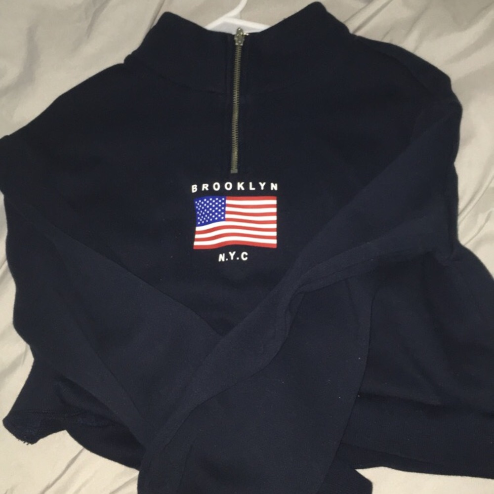 cropped quarter zip sweater